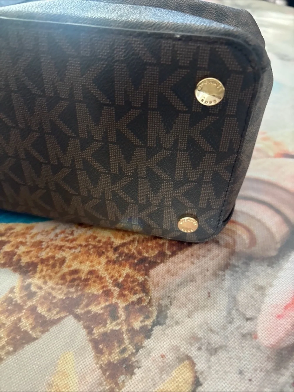 Michael Kors Brown Monogram Duffel with Tan Leather Trim - Picture 5 of 16